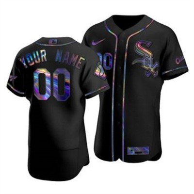 Chicago White Sox Custom Men's Nike Iridescent Holographic Collection MLB Jersey Black
